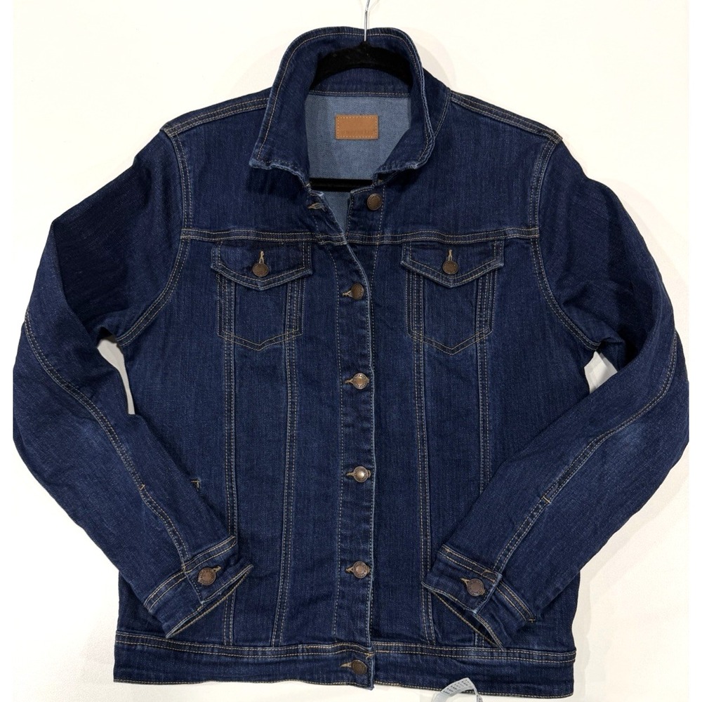 Judy Blue Denim Jacket Womens Large Dark Wash Stretch Jean Trucker Classic